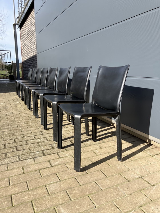 Image 1 of 8 sillas de cabina Cassina Mario Bellini en cuero negro con arnés