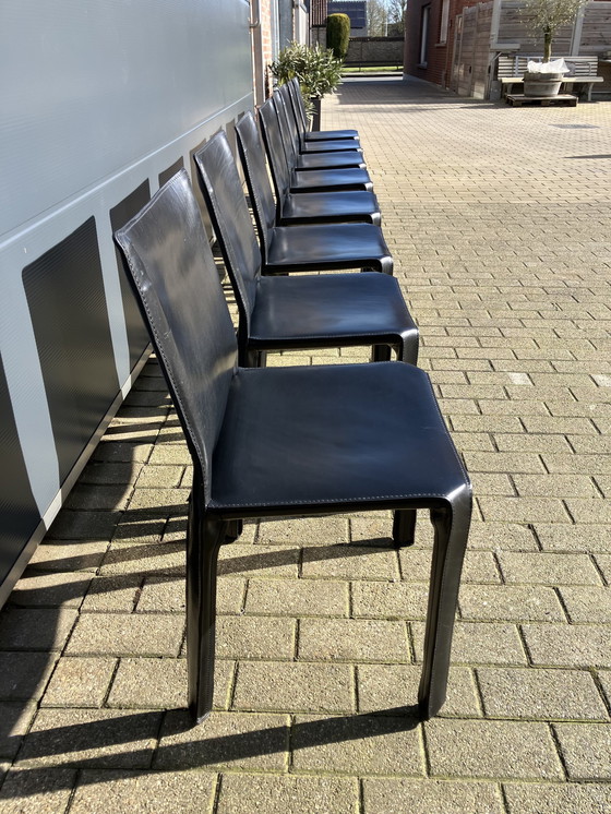 Image 1 of 8 sillas de cabina Cassina Mario Bellini en cuero negro con arnés