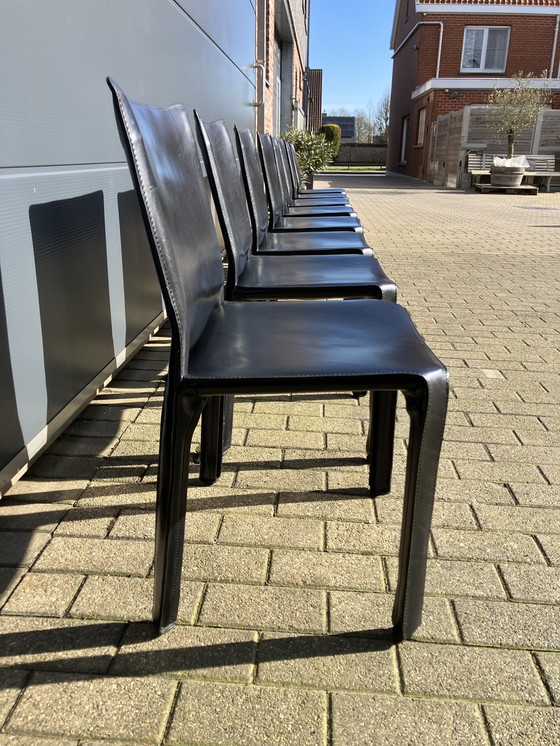 Image 1 of 8 sillas de cabina Cassina Mario Bellini en cuero negro con arnés
