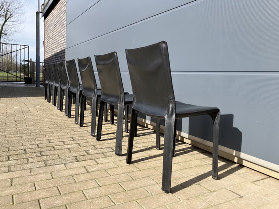 Image 1 of 8 sillas de cabina Cassina Mario Bellini en cuero negro con arnés