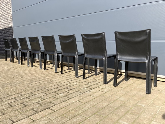 Image 1 of 8 sillas de cabina Cassina Mario Bellini en cuero negro con arnés