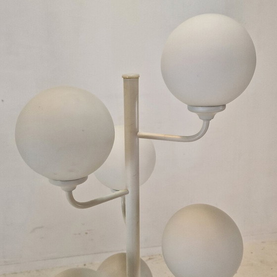 Image 1 of Vintage Space Age floor lamp in metal and milk glass by Kaiser Leuchten, Germany 1980