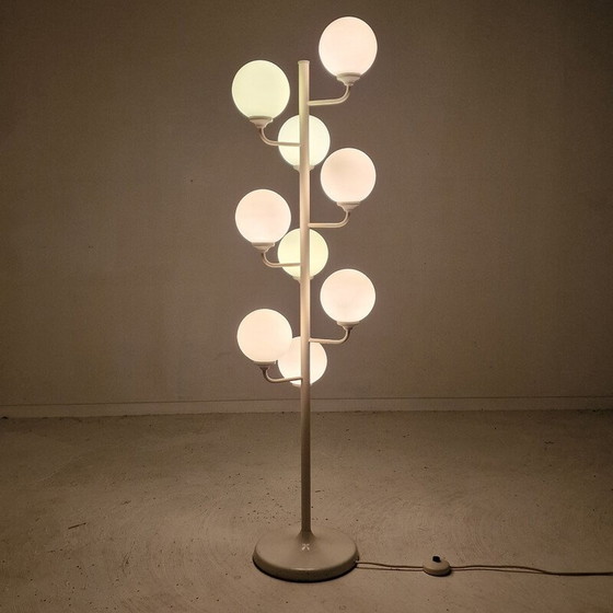 Image 1 of Vintage Space Age floor lamp in metal and milk glass by Kaiser Leuchten, Germany 1980