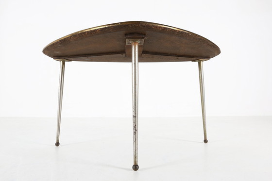 Image 1 of Mid-Century Modern Tripod Coffee Table With Marble Print Top, 1960S