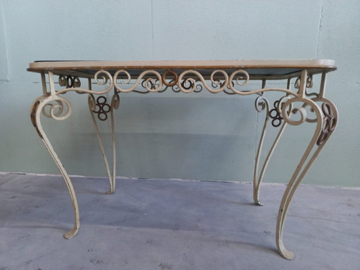 Vintage 1950s Wrought Iron Coffee Table (Gardentable)