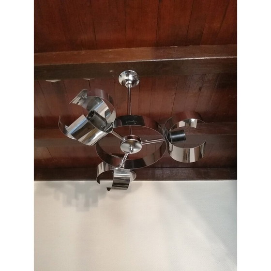 Image 1 of Vintage chrome-plated metal chandelier, 1970