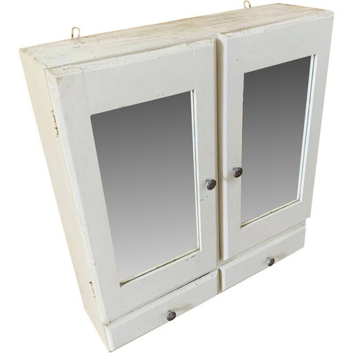 Vintage wooden medicine cabinet with mirror