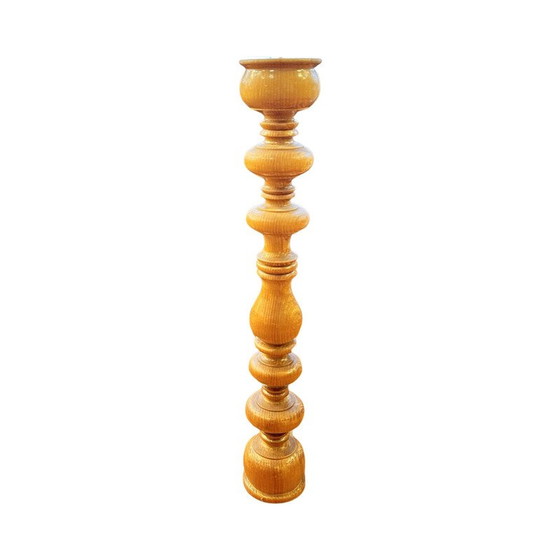 Image 1 of Vintage solid ash candlestick, Belgium 1970