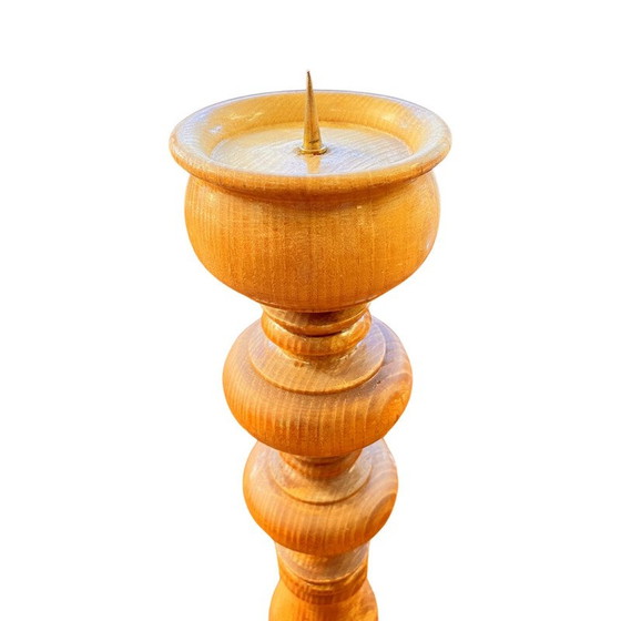 Image 1 of Vintage solid ash candlestick, Belgium 1970