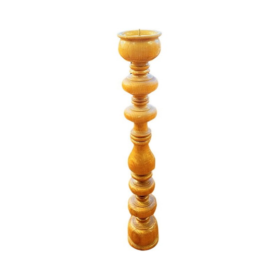 Image 1 of Vintage solid ash candlestick, Belgium 1970
