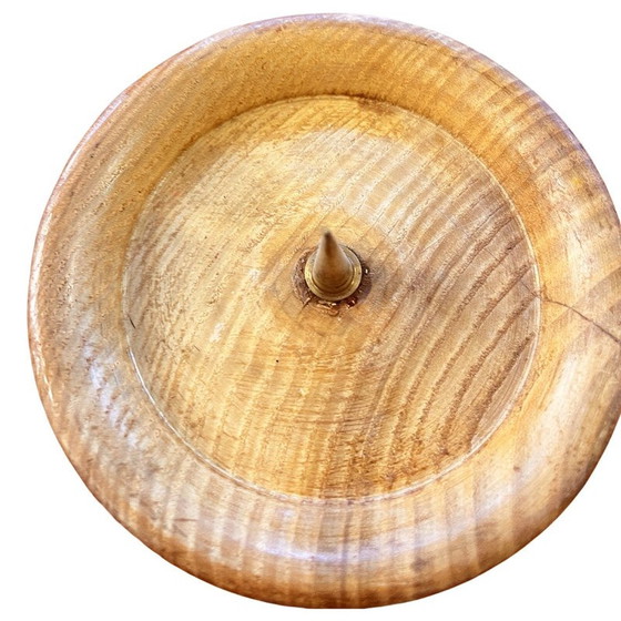 Image 1 of Vintage solid ash candlestick, Belgium 1970