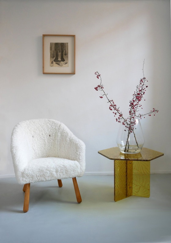 Image 1 of Roberto Giacomucci Hexagon Yellow Acrylic Sidetable