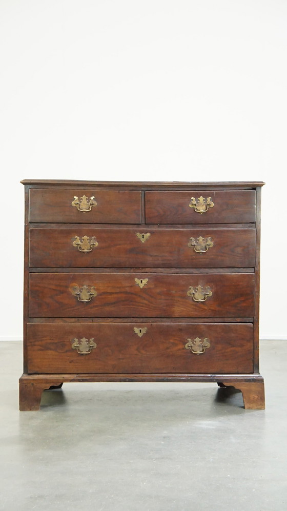 Image 1 of Oak Chest of Drawers With 5 Drawers