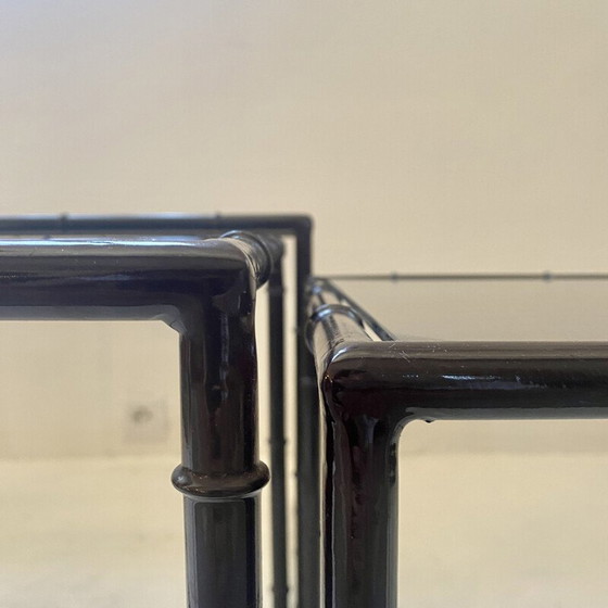Image 1 of Vintage metal nesting table, bamboo style, Italy 1970