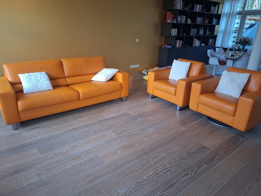 Beautiful Orange Leather Sofa