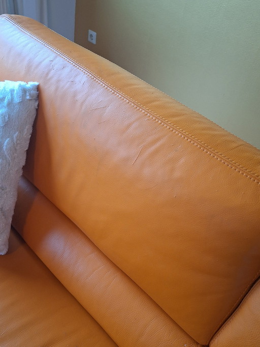 Beautiful Orange Leather Sofa