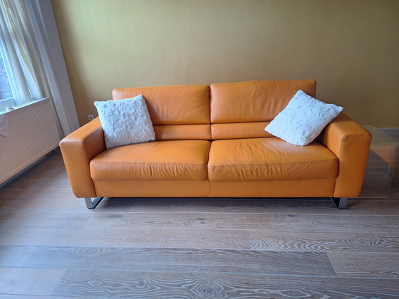 Image 1 of Beautiful Orange Leather Sofa