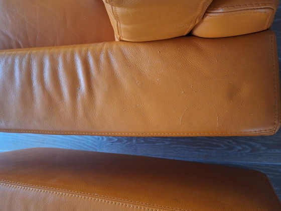 Image 1 of Beautiful Orange Leather Sofa