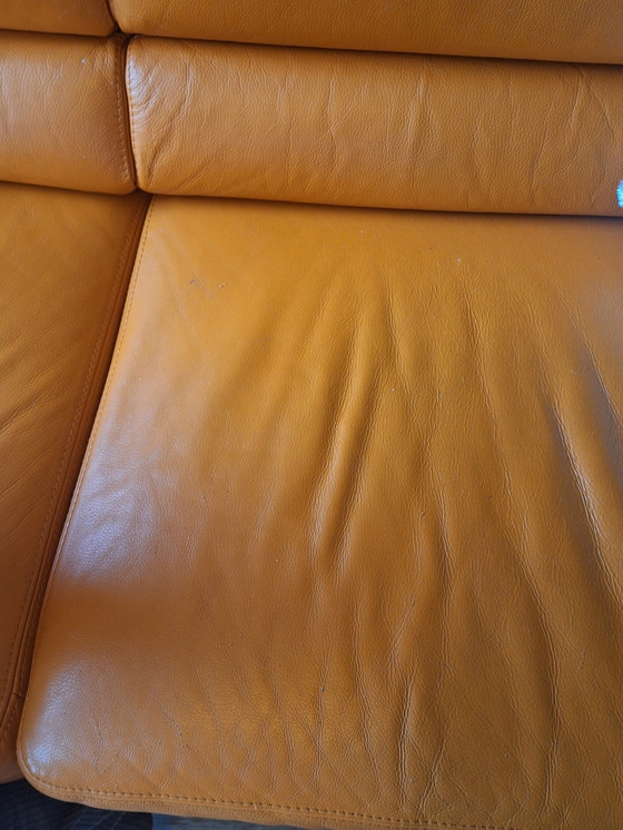 Image 1 of Beautiful Orange Leather Sofa