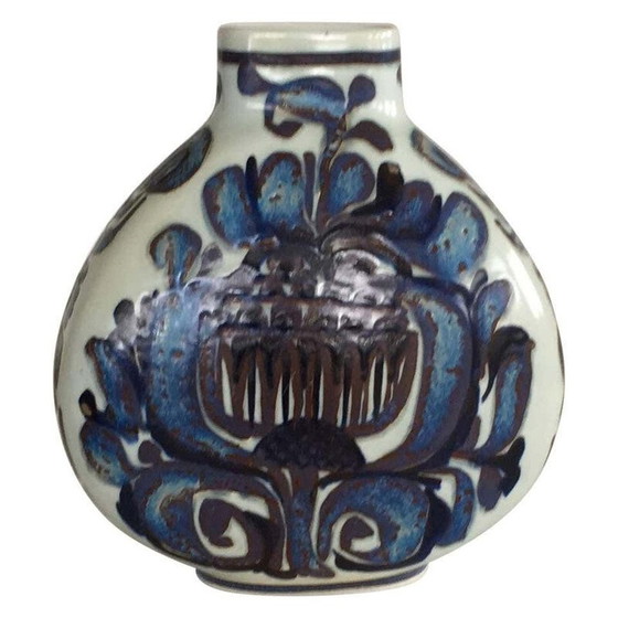 Image 1 of Vintage vase of floral decoration by Royal Copenhagen Aluminia Kari Christensen, Denmark 1960