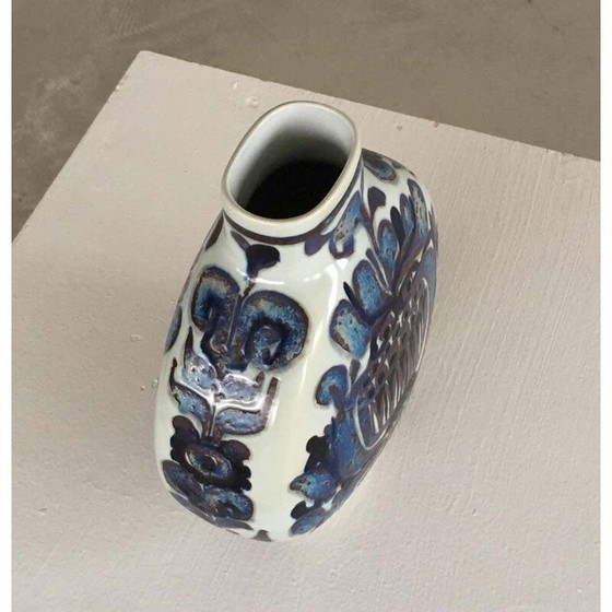 Image 1 of Vintage vase of floral decoration by Royal Copenhagen Aluminia Kari Christensen, Denmark 1960