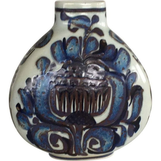 Image 1 of Vintage vase of floral decoration by Royal Copenhagen Aluminia Kari Christensen, Denmark 1960