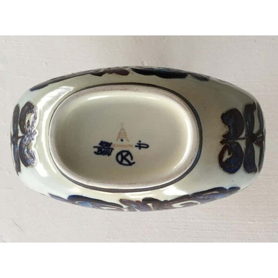 Image 1 of Vintage vase of floral decoration by Royal Copenhagen Aluminia Kari Christensen, Denmark 1960