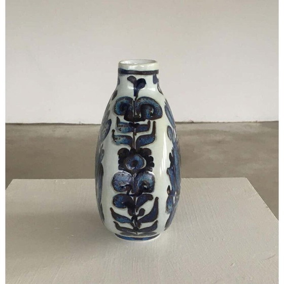 Image 1 of Vintage vase of floral decoration by Royal Copenhagen Aluminia Kari Christensen, Denmark 1960