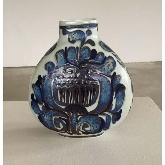 Image 1 of Vintage vase of floral decoration by Royal Copenhagen Aluminia Kari Christensen, Denmark 1960