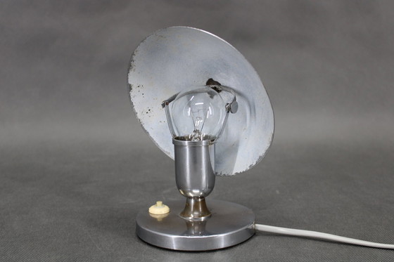 Image 1 of 1930S Bauhaus Nickel Table Lamp, Czechoslovakia