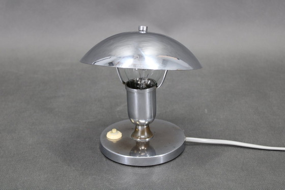 Image 1 of 1930S Bauhaus Nickel Table Lamp, Czechoslovakia