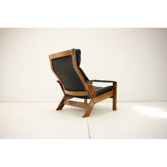 Image 1 of Vintage adjustable armchair in wood and leather by Peter Opsvik for Westnofa, Norway 1960
