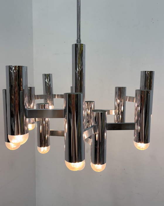 Image 1 of Chrome Chandelier By Boulanger