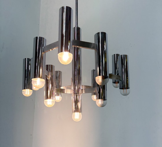 Image 1 of Chrome Chandelier By Boulanger