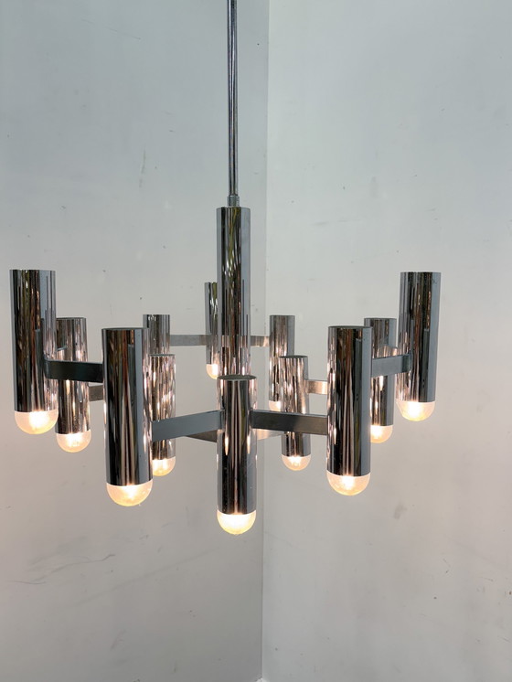 Image 1 of Chrome Chandelier By Boulanger