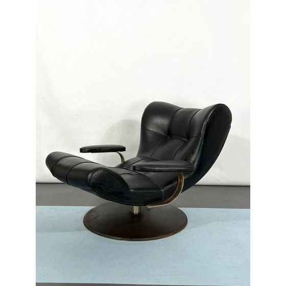 Image 1 of Vintage Italian black swivel armchair by Tecnisalotto, 1960