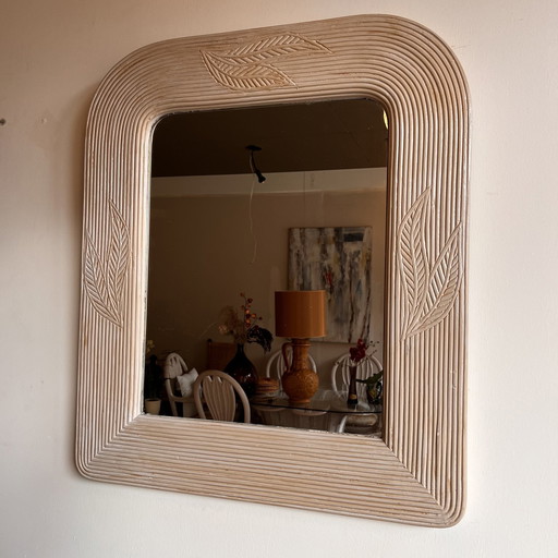 Rattan Bamboo 'Pencil Reed' Mirror 1970s Vintage