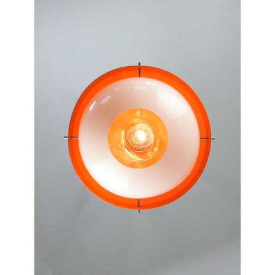 Image 1 of Vintage Space Age pendant lamp in orange plexiglass, Italy 1970