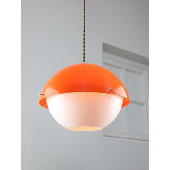 Image 1 of Vintage Space Age pendant lamp in orange plexiglass, Italy 1970