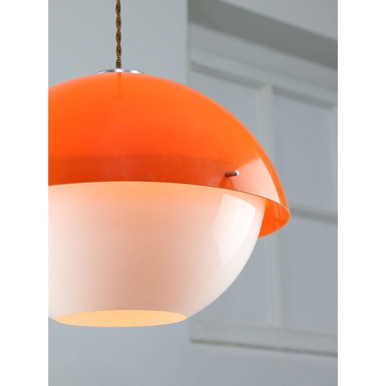 Image 1 of Vintage Space Age pendant lamp in orange plexiglass, Italy 1970