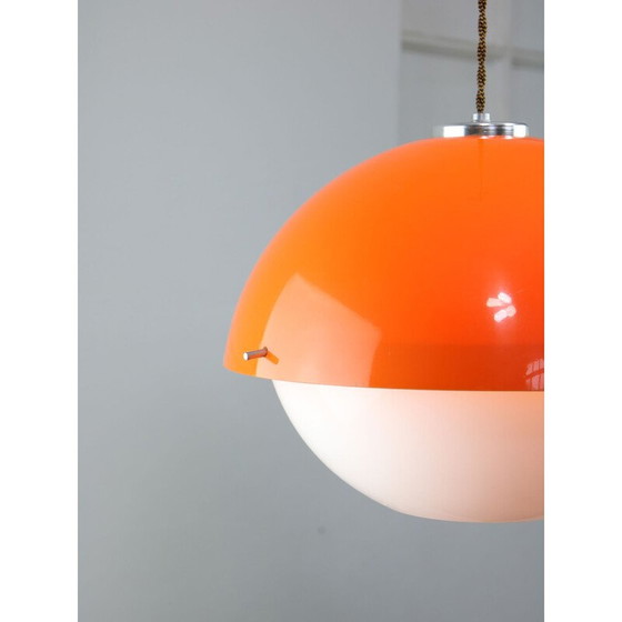 Image 1 of Vintage Space Age pendant lamp in orange plexiglass, Italy 1970