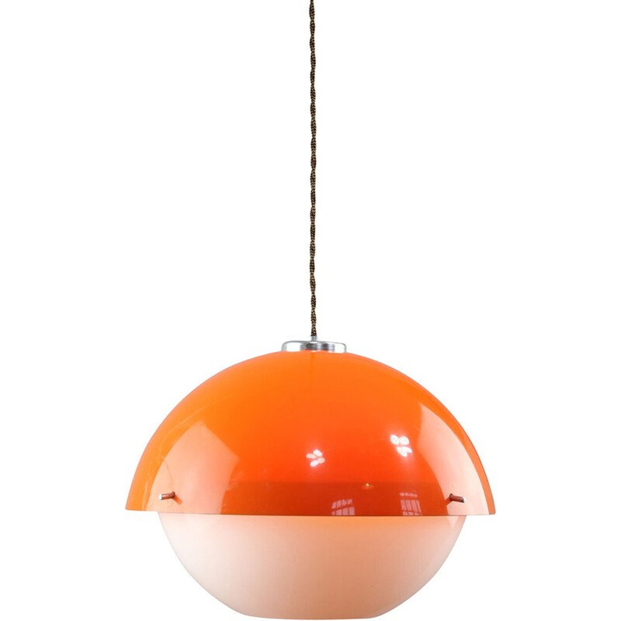 Vintage Space Age pendant lamp in orange plexiglass, Italy 1970