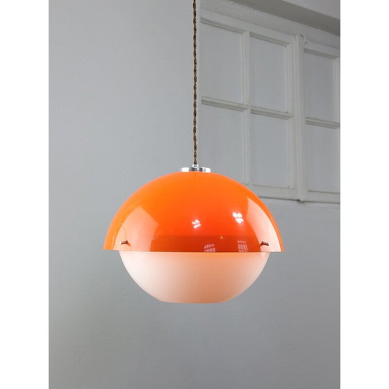 Image 1 of Vintage Space Age pendant lamp in orange plexiglass, Italy 1970