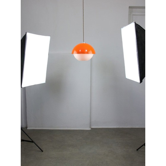 Image 1 of Vintage Space Age pendant lamp in orange plexiglass, Italy 1970