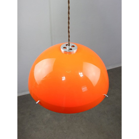 Image 1 of Vintage Space Age pendant lamp in orange plexiglass, Italy 1970