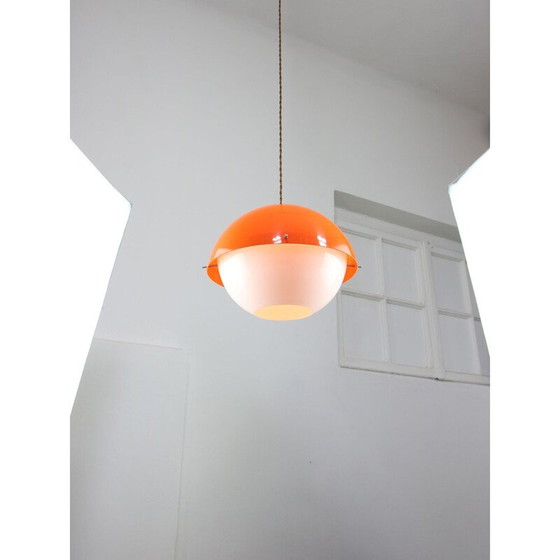 Image 1 of Vintage Space Age pendant lamp in orange plexiglass, Italy 1970