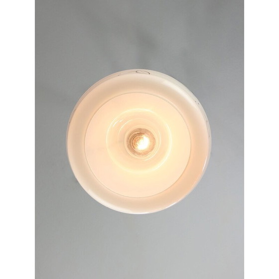 Image 1 of Vintage pendant lamp in brass and white glass, 1960