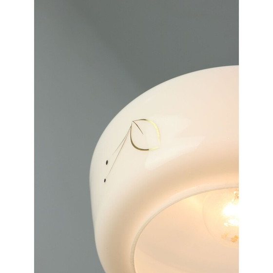 Image 1 of Vintage pendant lamp in brass and white glass, 1960