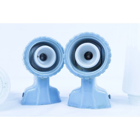 Image 1 of Pair of vintage opal glass bathroom sconces by Sigvard Bernadotte for Ifo, 1960