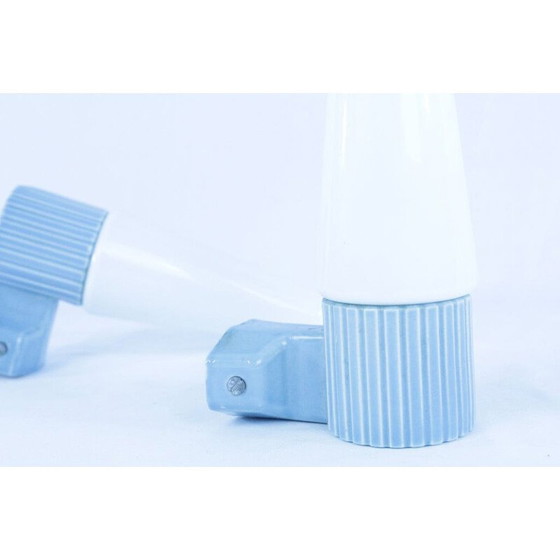 Image 1 of Pair of vintage opal glass bathroom sconces by Sigvard Bernadotte for Ifo, 1960